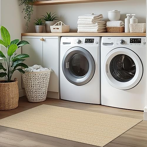 Miniatura 244 de IOHOUZE Alfombra lavable de 4 x 6 pies con parte trasera de goma antideslizante tejida para interiores y exteriores, alfombra para entrada