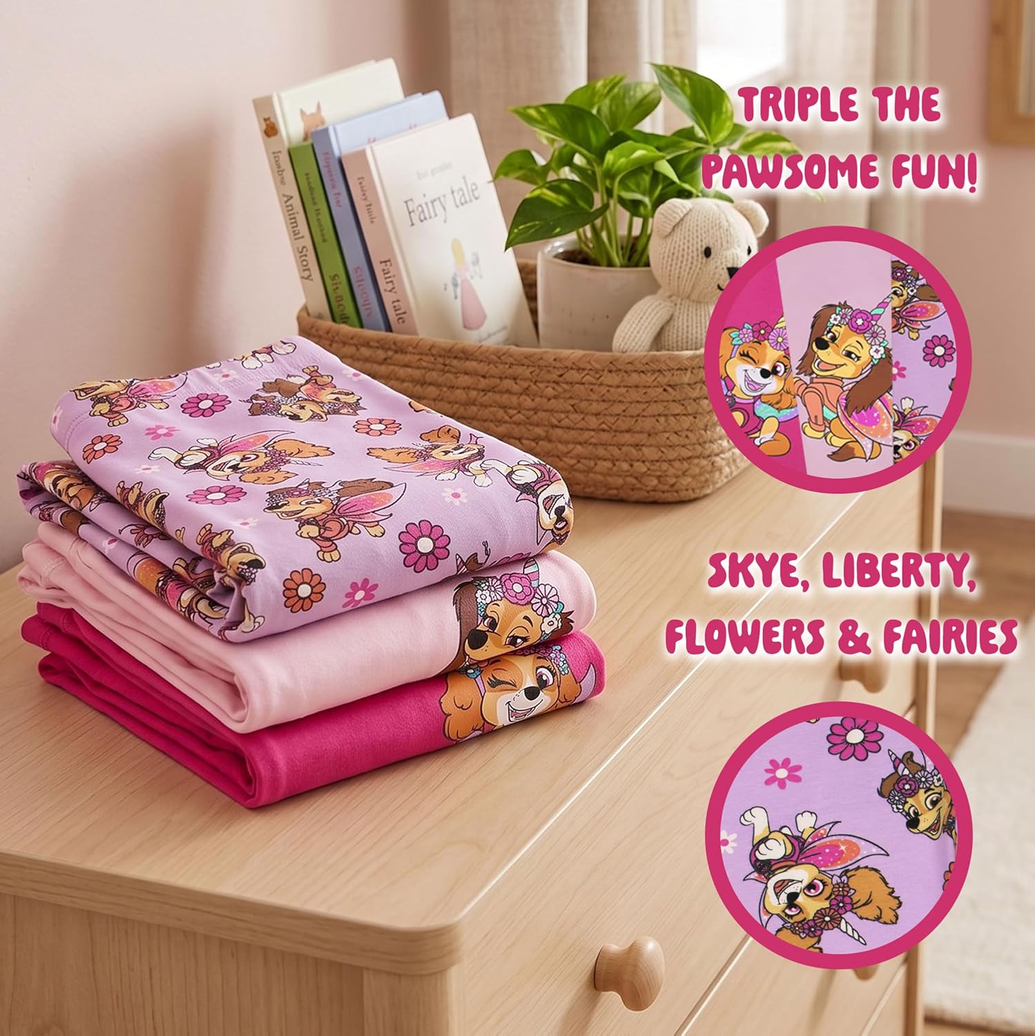Paw Patrol Girls Leggings, Skye 3 Pack Pants