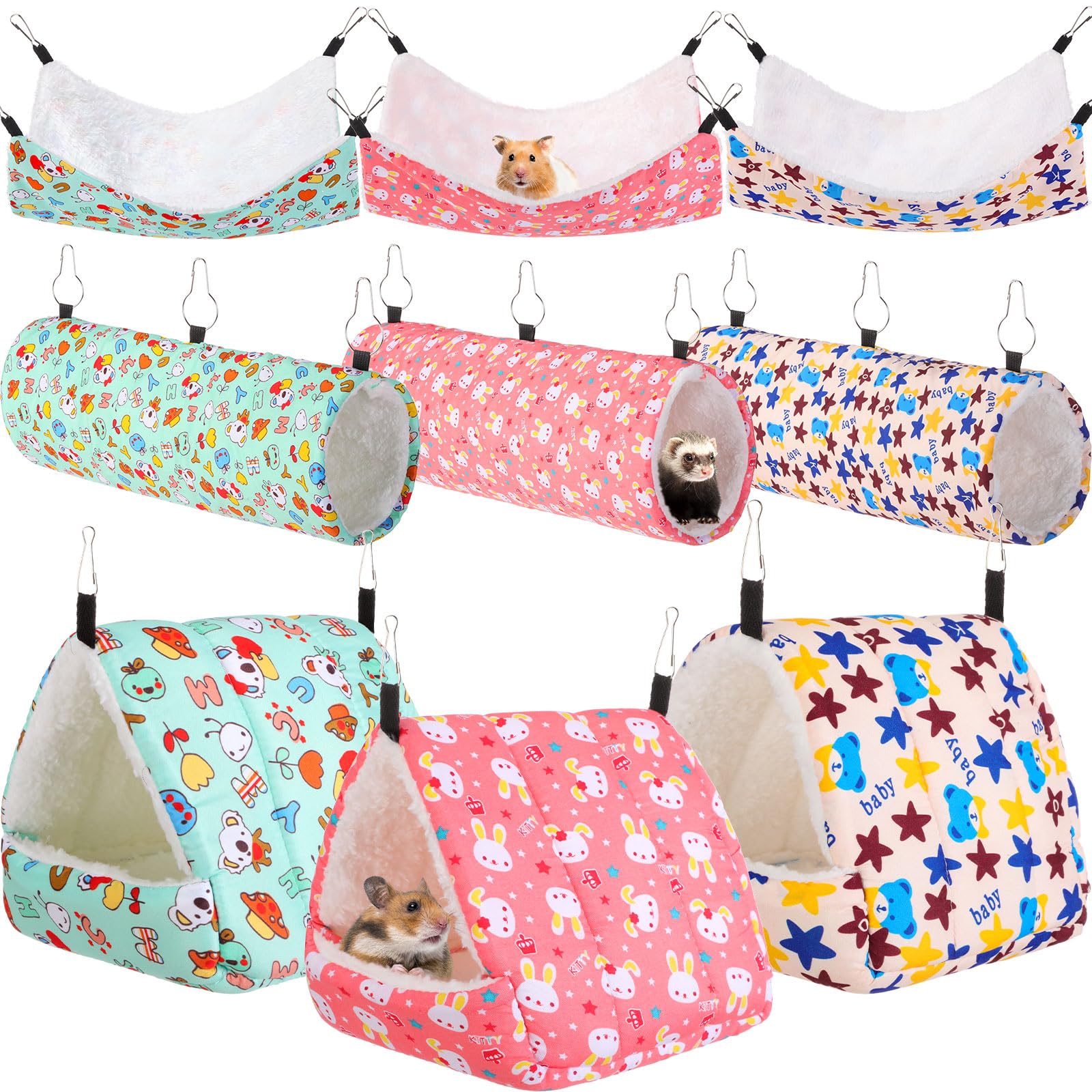 Abbylike Amaca da appendere per topi e porcellini d'India, accessori per gabbie per furetti, piccoli animali domestici, tunnel da appendere, amaca, criceti, accessori giocattolo per furetti, criceti,