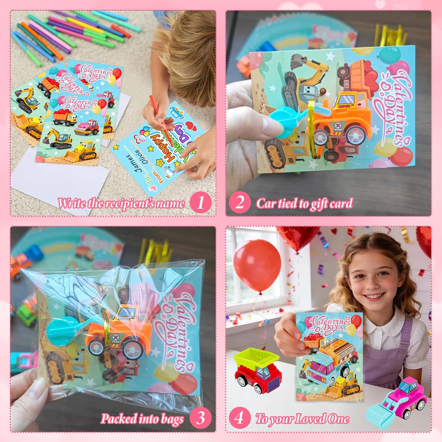 Easter Basket Stuffers for Kids School - 27PCS Valentine Gifts with Pull Back Cars Truck Vehicles Set for Boys Girls, Construction Toy for Class Party Favors, Potty Training Reward for Kid Classroom