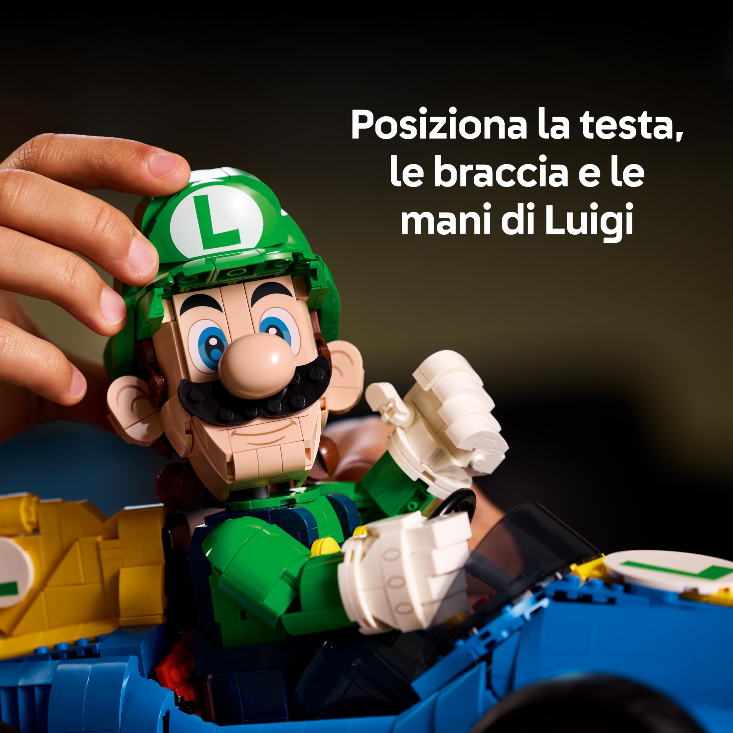 LEGO Mario Kart: Luigi e Mach 8 - Kit per Adulti con Personaggio Nintendo e Modello di Auto - Gadget da Collezione per Gamer - Idea Regalo per i Fan dei Videogiochi - 72050