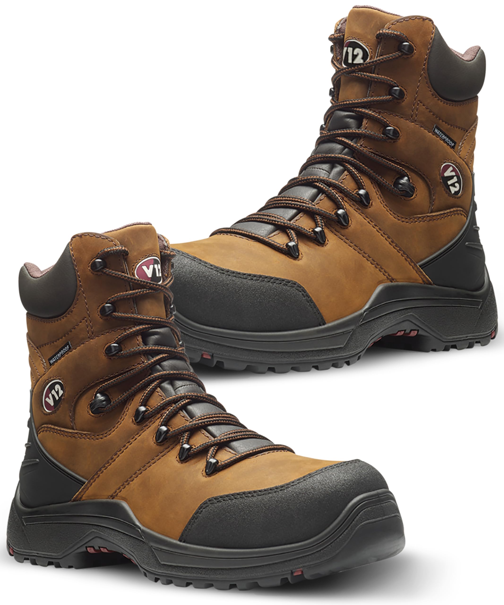 V12 Rocky IGS Safety Boots Mens – Waterproof Work Boots with Zip & Lace – Lightweight Composite Toe Cap & Midsole – Slip Resistant, Heat Resistant Work Safety Boots for Men