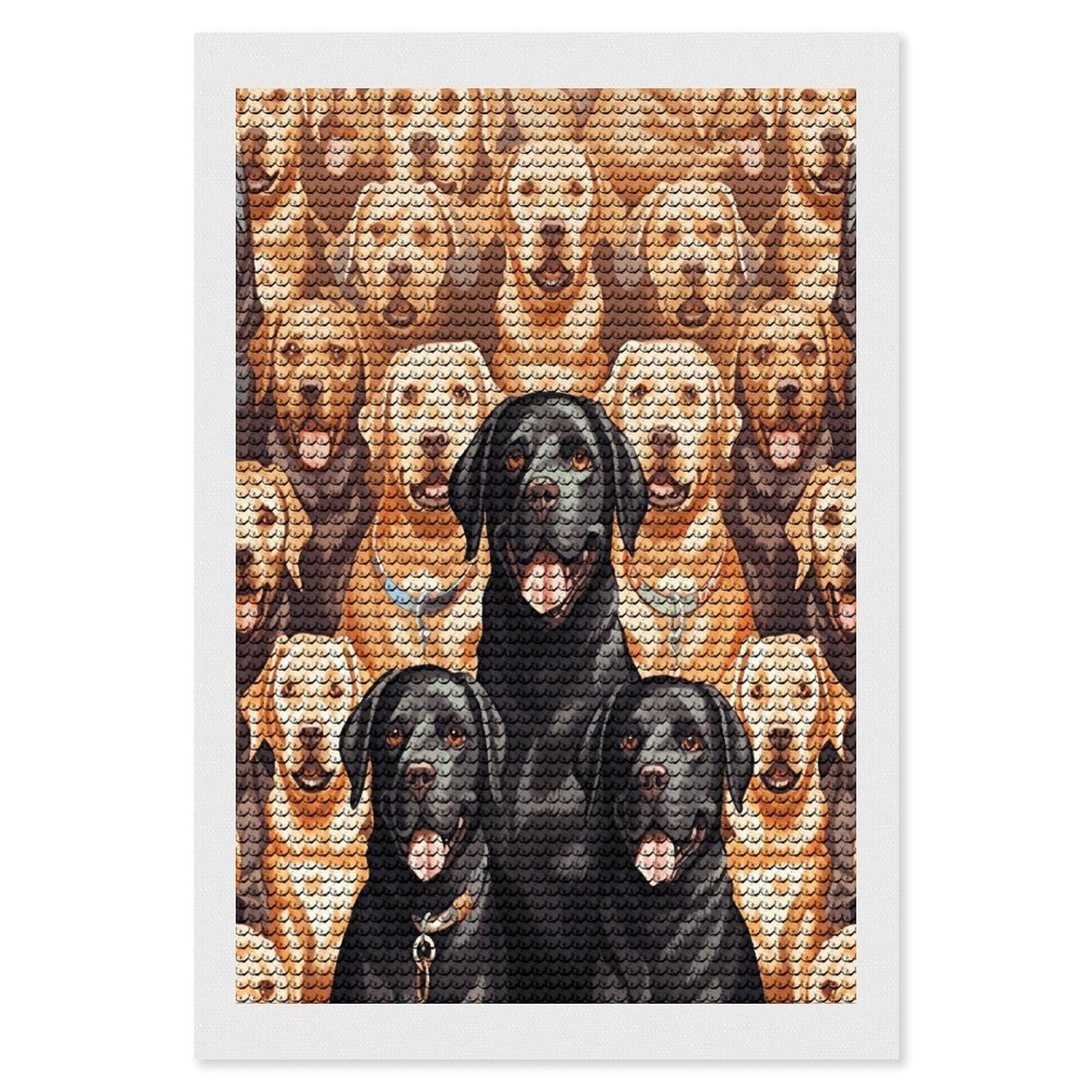 VstaDank Labrador Retriever Dogs Diamond Painting Kits Exquisite DIY Full Round Drill Diamond Dots Painting for Adults Beginner Diamond Photo Paint with Diamond Picture Art Wall Decor 8"x12"