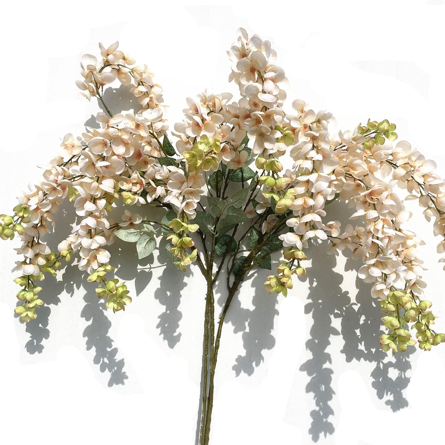 Wisteria Hanging Flowers, 6 Branches Thick Artificial Fake Rattan Vines Garland, 3Pack Hanging Wedding Arch Flowers, Party Centerpiece or Home Decorations