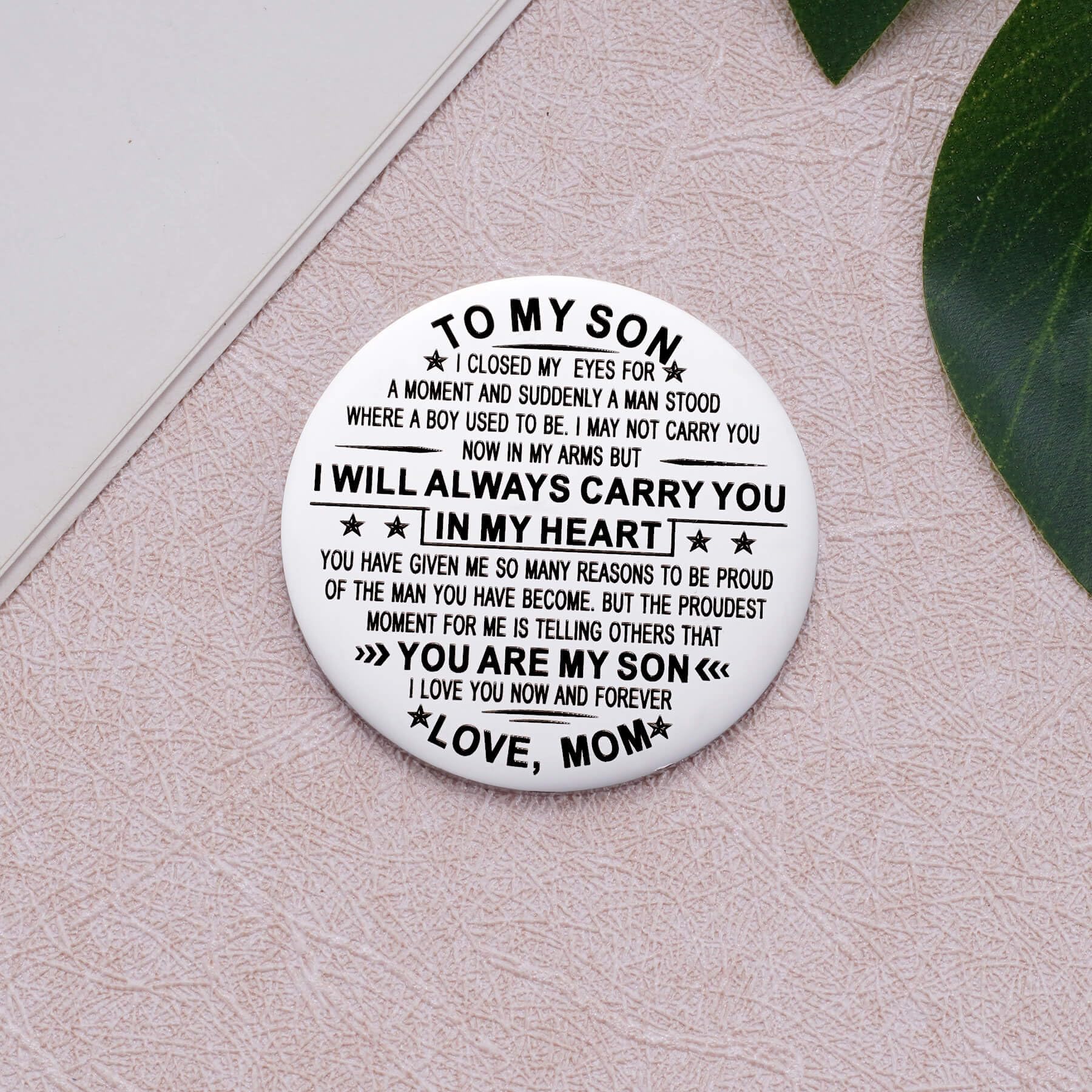 Aesnefe Pocket Hug Token Inspirational Reminder Gifts Mental Health Thinking of You Gift Self Love with PU Leather Keychain