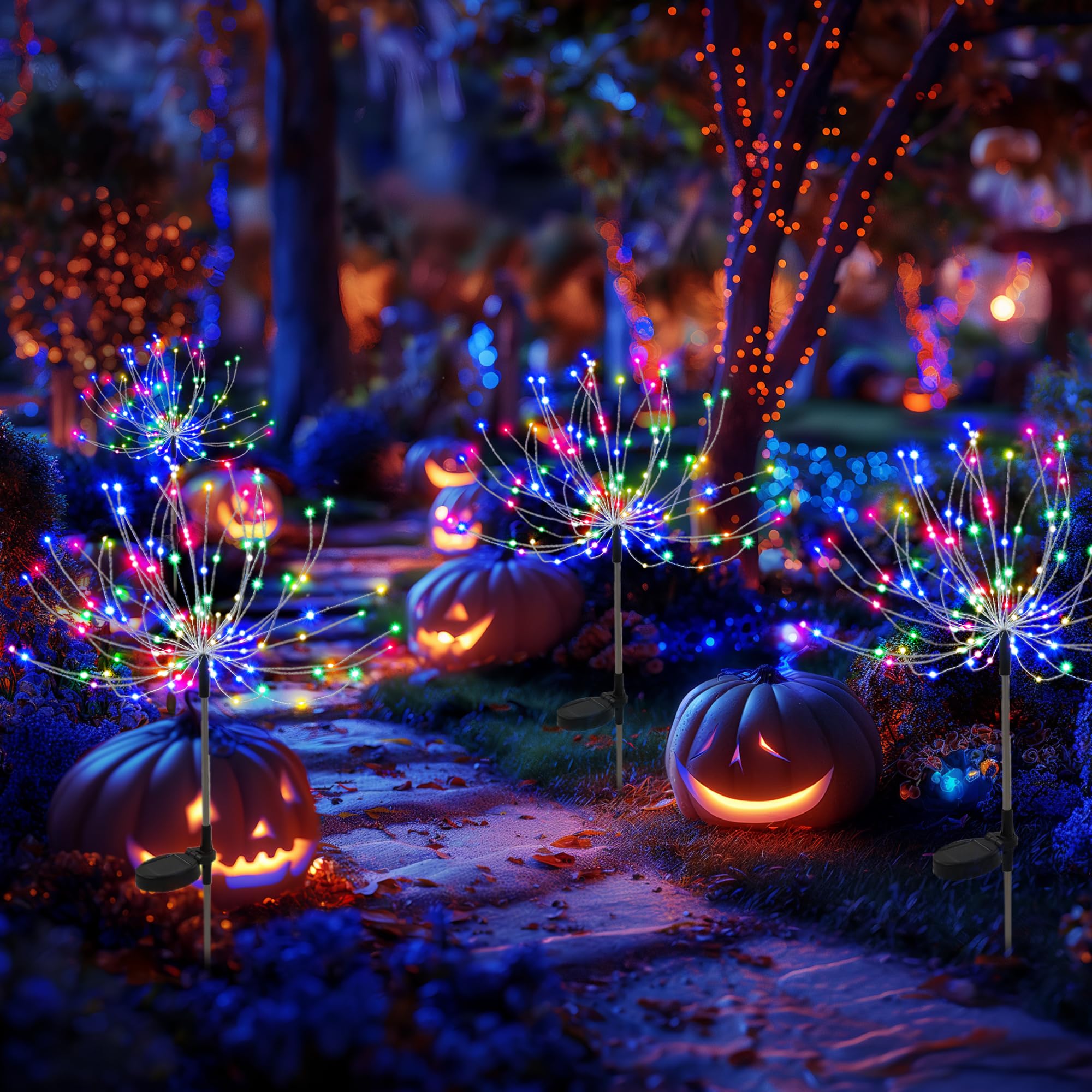 PEVOROS Gartendekor-Solarleuchten für den Außenbereich, 120 LEDs, wasserdicht, bunt, Solar-Lichterkette für den Außenbereich, Dekoration, Hof, Terrasse, Veranda, Blumentopf, Weg, Weihnachten (6er-Pack