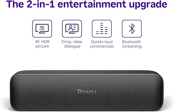 Roku Streambar SE: 4K Streaming & Dialogue Enhancement, Black