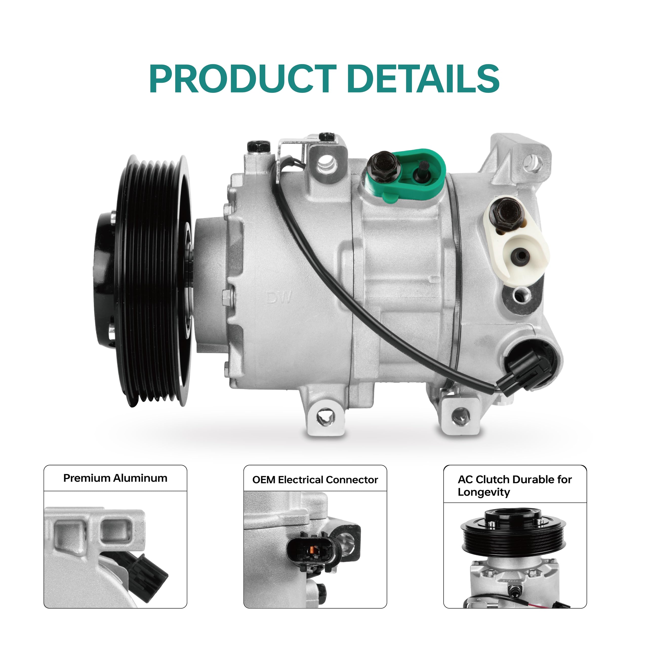 Universal Automotive Air Conditioner CO 20765C A/C Compressor and Clutch Fits 2012-2017 Hyundai Accent and Kia Rio 1.6L