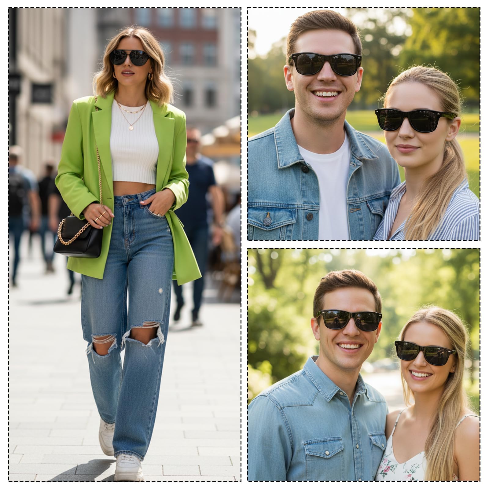 Rasterbrille, Lochbrille für Augentraining Original, 6 Stück Brillenset mit breiten, schmalen und dünnen Rahmen, Pinhole Glasses zur Entspannung der Augen, verschiedene Größen für individuellen Komfor