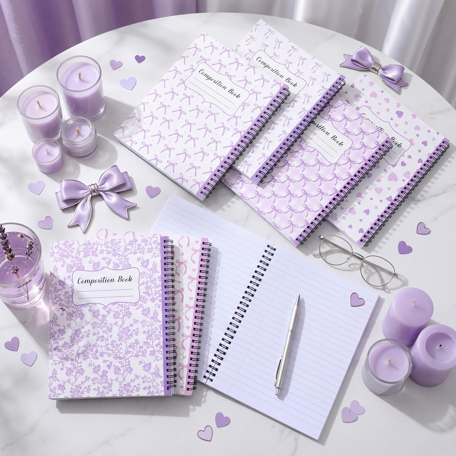 AmazingSpark Lefty Preppy Coquette - Confezione da 6 quaderni, spirale