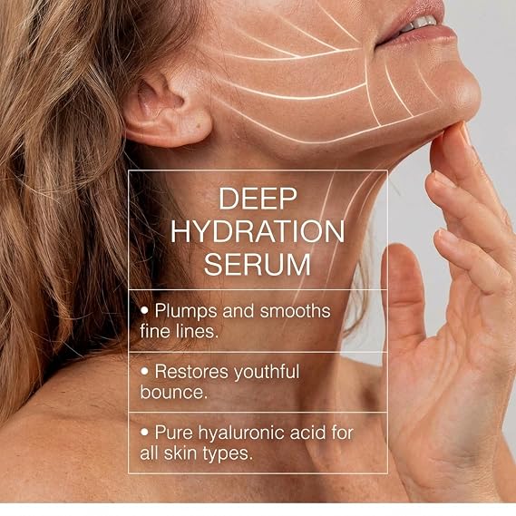 100% Pure Hyaluronic Acid Serum for Face, Dual Molecular, Anti Aging, 1 oz