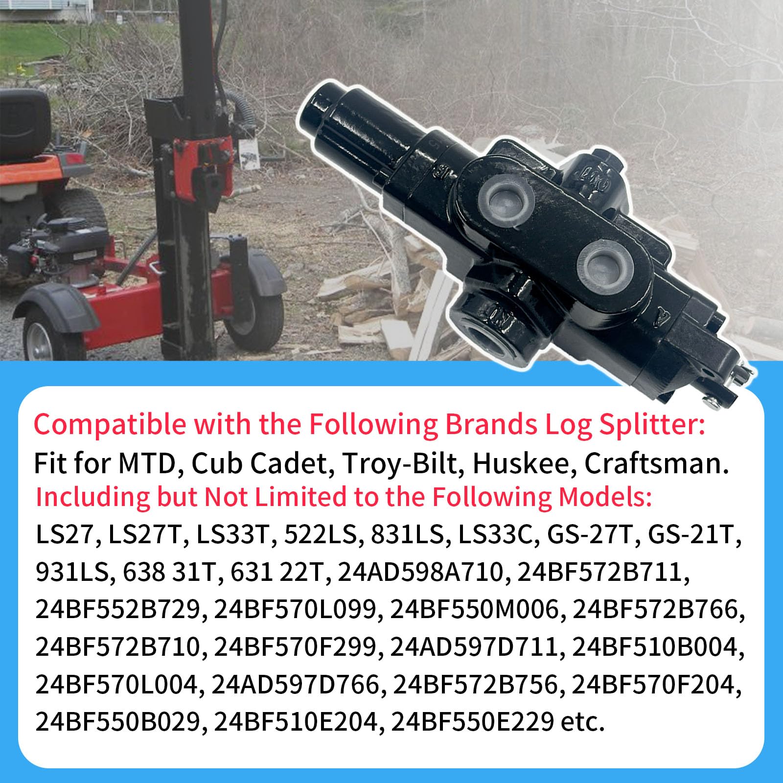 918-0481A - Válvula de control de divisor de troncos compatible con MTD, Cub Cadet, Troy-Bilt, etc. Divisor de troncos de repuesto # 918-0481A, 717-0899, 717-0899-0483, 717-0899-0637, 717-0899-063887.