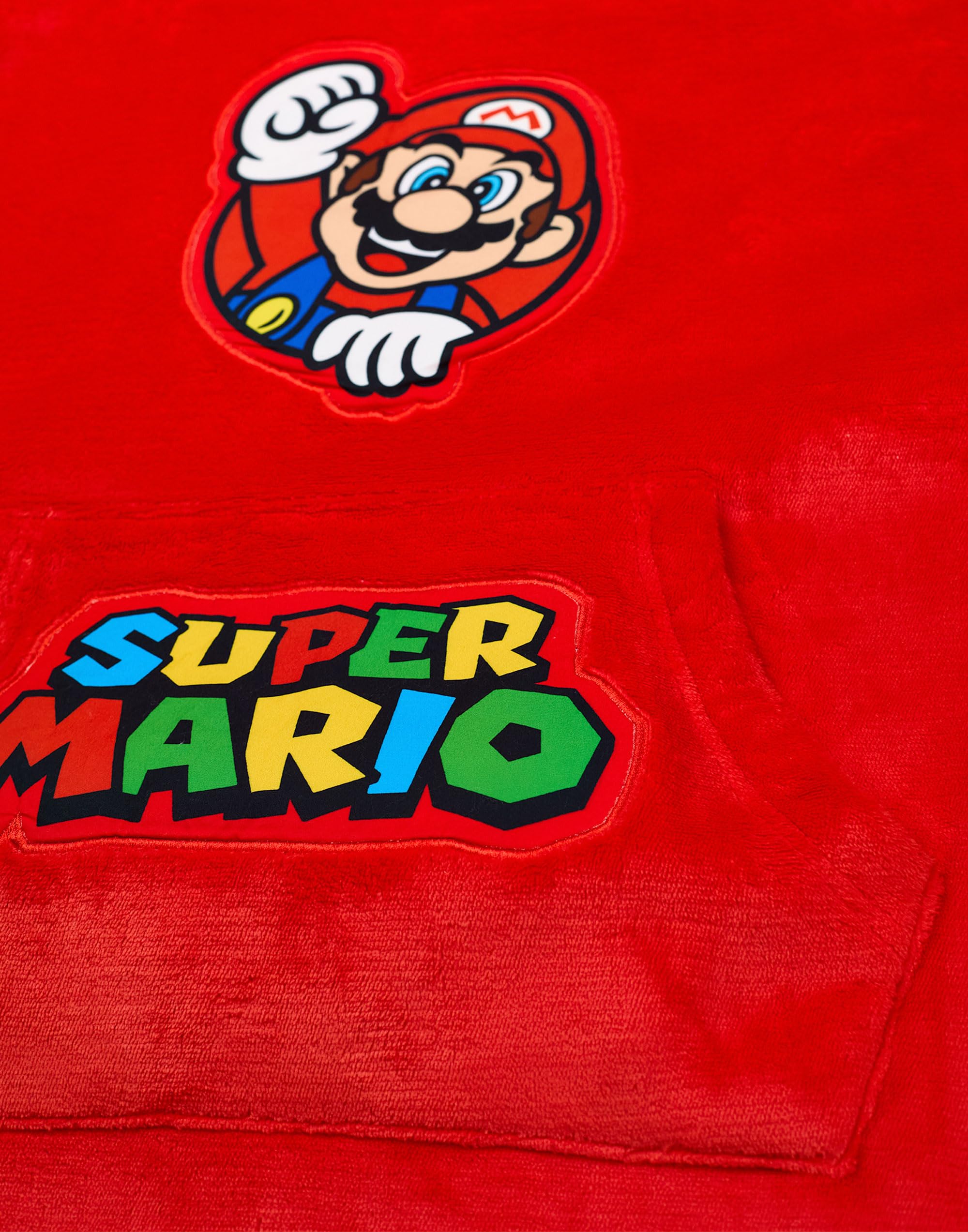 Super Mario Nintendo Tragbare Decke Hoodie für Jungen | Roter Kapuzenpullover für Kinder mit Mario Charaktergrafiken | Kinder Loungewear mit Sherpa-Futter und Taschen | Videospiel-Merchandise-Geschenk