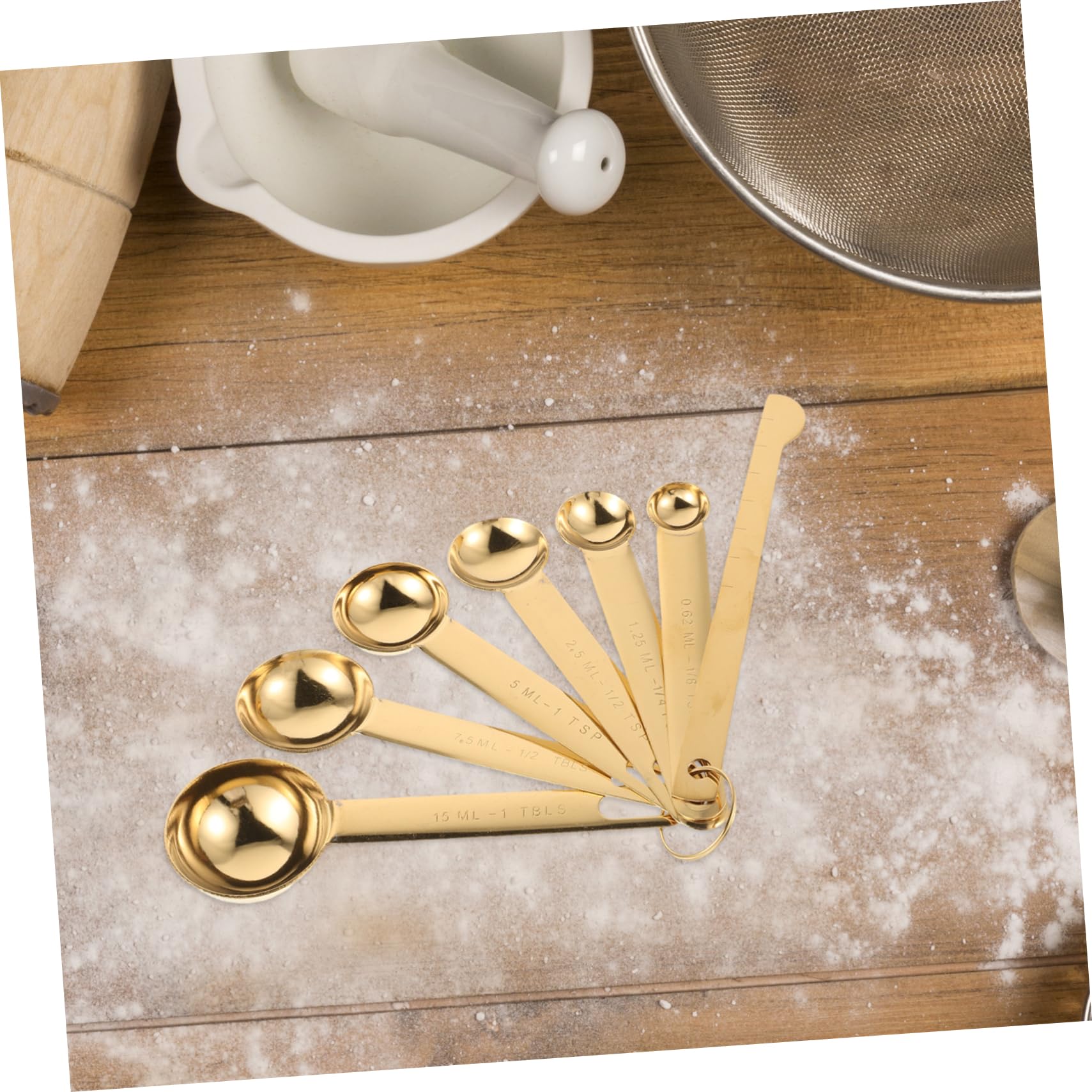 Cabilock 8 Pièces cuillère à mesurer en acier inoxydable Outils de cuisine tasses à mesurer de cuisine mesure en acier inoxydable cuillères soupe cuillères Doré