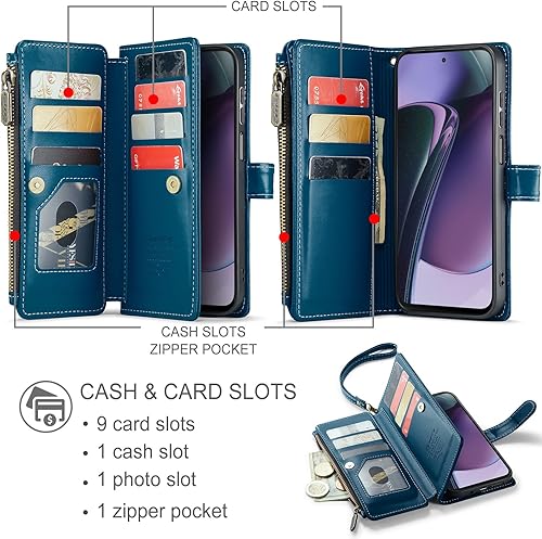 Miniatura 2 de Kowauri Funda para Motorola Moto G Stylus 5G 2023, funda magnética de piel sintética con tapa para mujeres y hombres, con correa de muñeca con