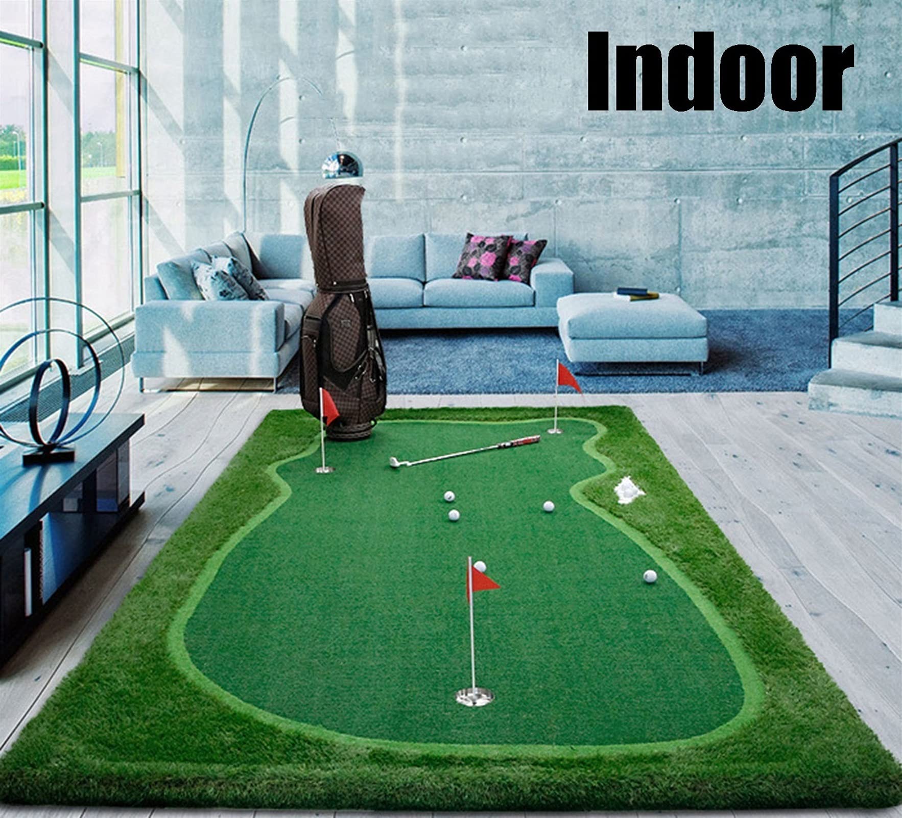 Tapete para Putting de Golf Tapete para Putting de Golf Grande de 3 m/4 m, tapete de Golf de césped Artificial para jardín/Oficina/Sala de Estar, tapete de Entrenamiento para Putting de Golf
