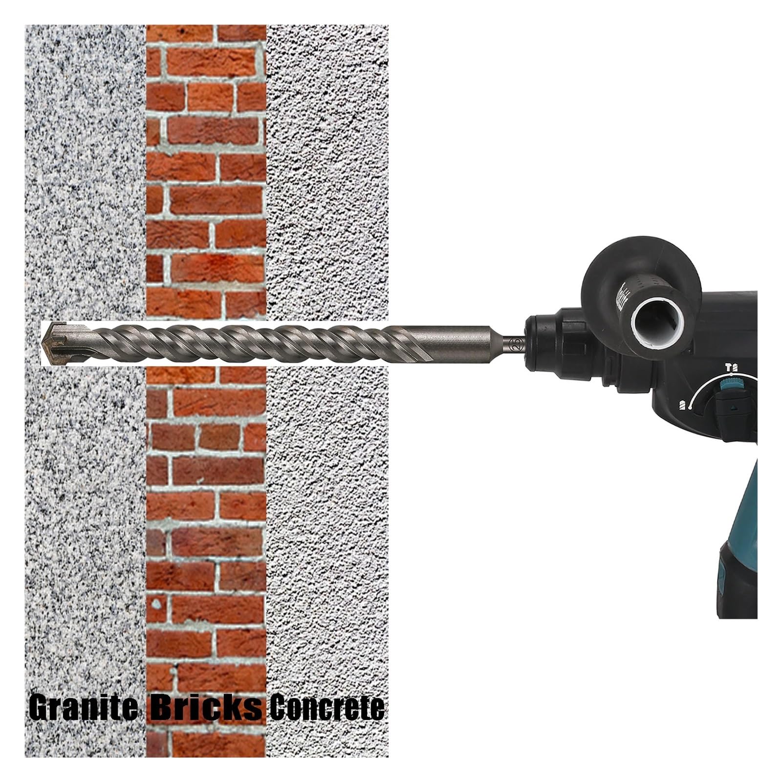 Broca para hormigón SDS Plus, cabezal de corte doble de 8-30mm, barrena doble, martillo eléctrico de 450mm, broca de mampostería para bloque de ladrillo de pared, 1 ud.(450mmX20mm)