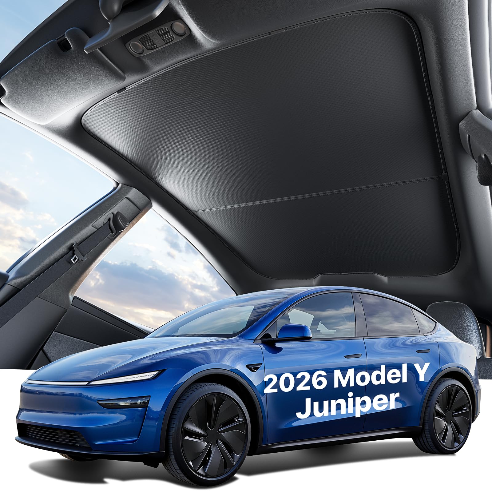 Photo 1 of ***MISSING PARTS*** [Never Sag No Gap] Nmoiss OEM Tesla Model Y Juniper Roof Sunshade [Enjoy Superior Coolness & Comfort] Glass Sunroof Sun Shade, Original Car Style UV Protection Tesla Accessories Black