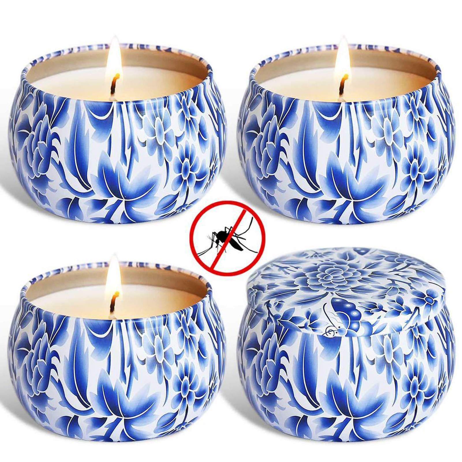 Duftkerzen Geschenk 4 Dosen Set, reines natürliches Sojabohnen-Aromatherapiewachs, 4.4oz Reisekerzen für Zuhause, Muttertag oder Geburtstagsgeschenke
