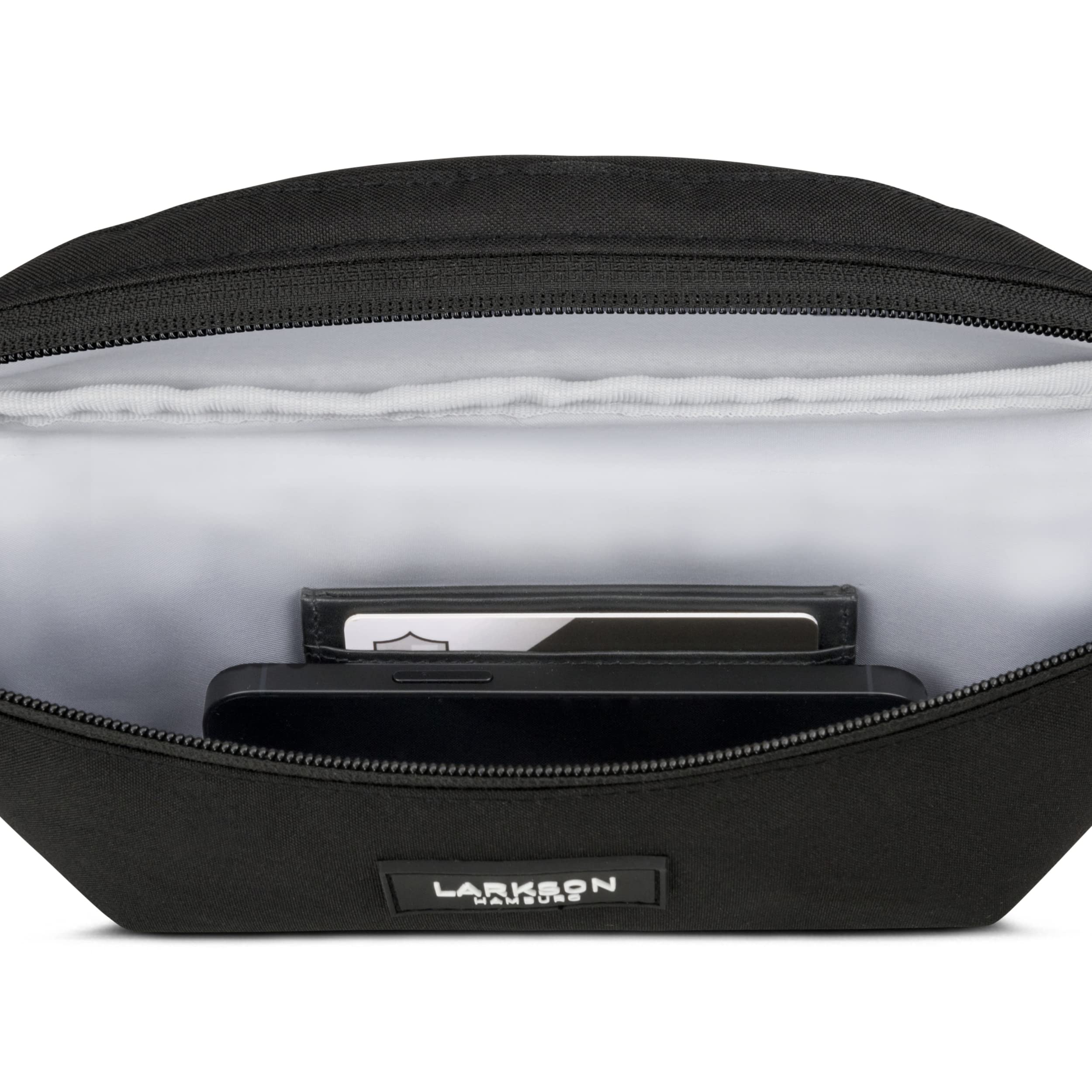 LARKSON Torba nerka damska i męska - Finn - saszetka biodrowa do uprawiania sportu na świeżym powietrzu w mieście - stylowa torba na pasek na festiwal - Crossbody Bag z paskiem - wodoodporna, czarny, Einheitsgröße
