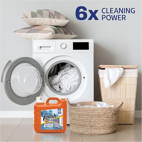 Vista 34 de Ultra Fresh Platinum Original Blue PLUS - Detergente líquido para ropa suavizante HE. Concentrado; hace hasta 640 cargas. Compara