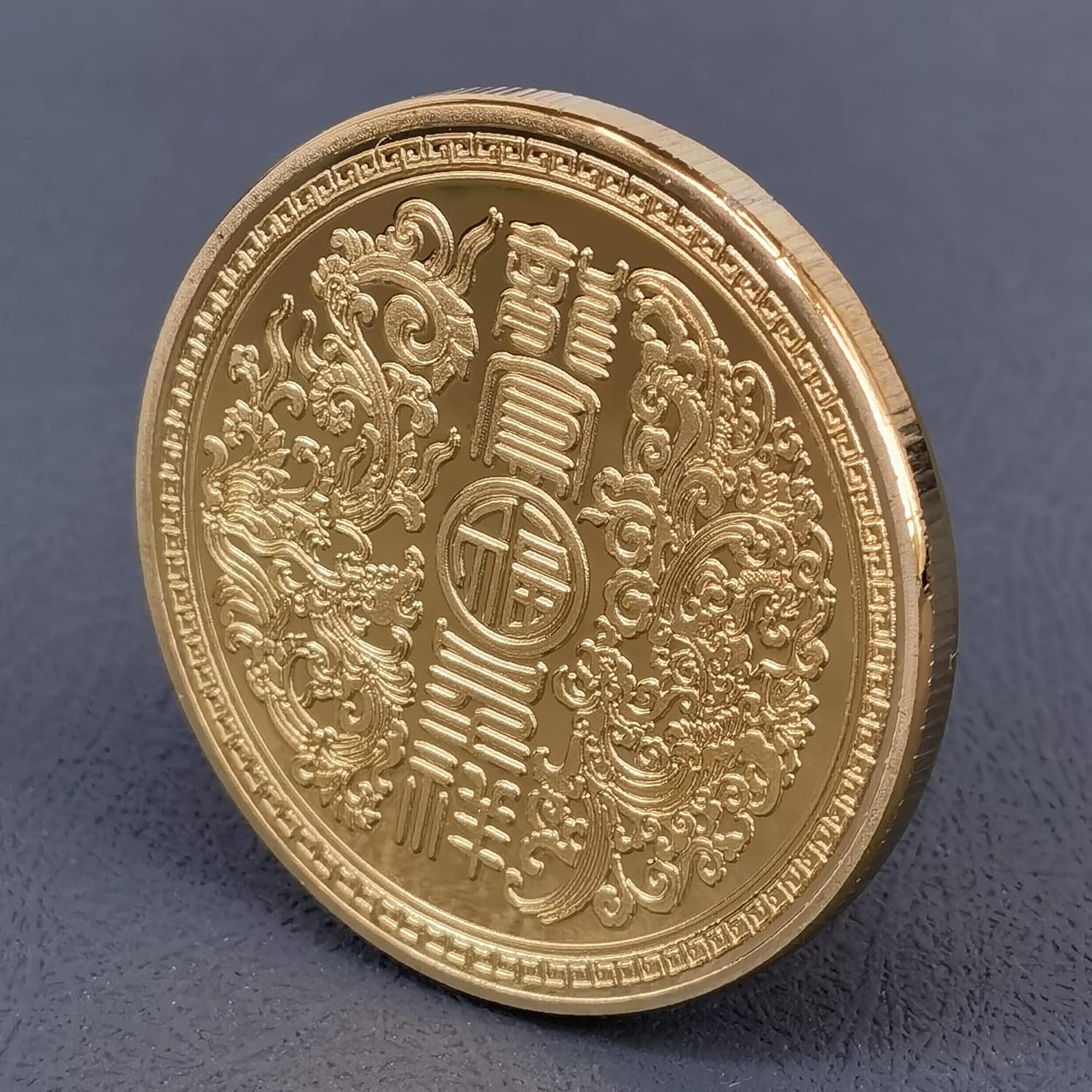 Good Luck Charm Chinese Loong and Phoenix in Extremely Good Fortune Lucky Coin Lottery Ticket Scratcher Tool