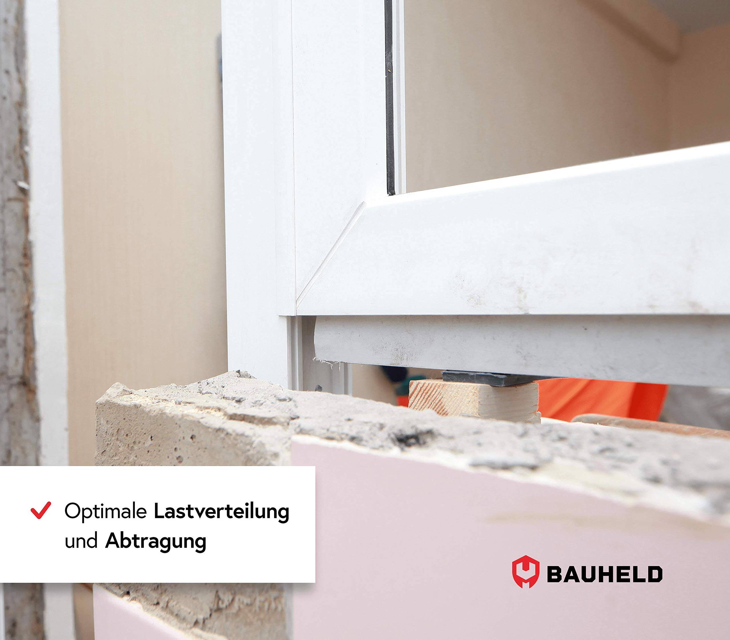 BAUHELD Verglasungsklötze 24x100mm - Set 300 Stück - Fenster-Abstandshalter aus stabilem Kunststoff - Unterleg-Keile mit Feinriffelungen - Als Fensterkeile, Unterlegplatten, Ausgleichsplättchen