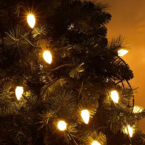 Miniatura 8 de Luces de Navidad C9, cadena de luces de fresa impermeables de 25 pies con 25 bombillas LED, tira de luces extensibles para interiores y exteriores,