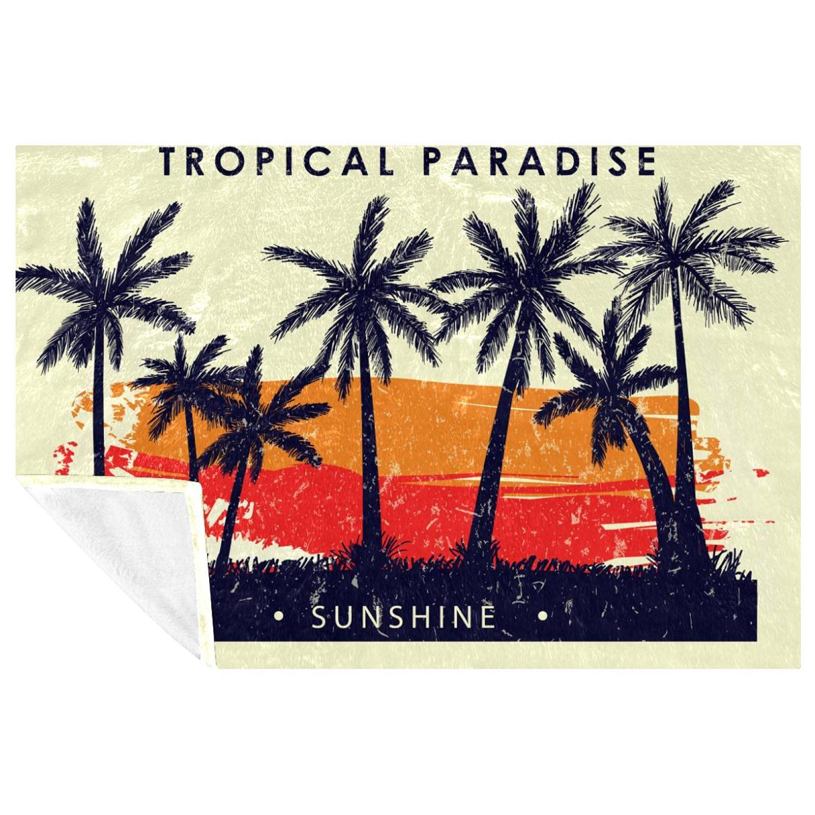 Couverture douce chaude palmier tropical pour lit canapé pique-nique plage 150x100