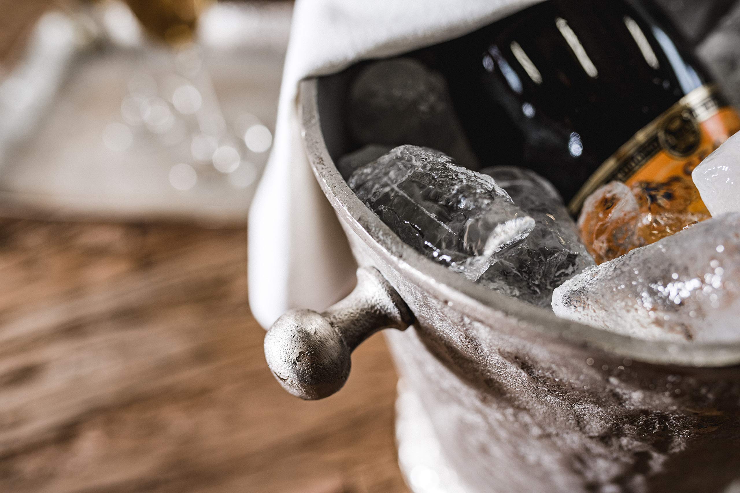 Champagnerkühler, Weinkühler, Flaschenkühler, Getränkekühler, Sektkühler, Metall Aluminium, Silber, Party - Kühler für Sekt, Wein und Champagner - 29 cm