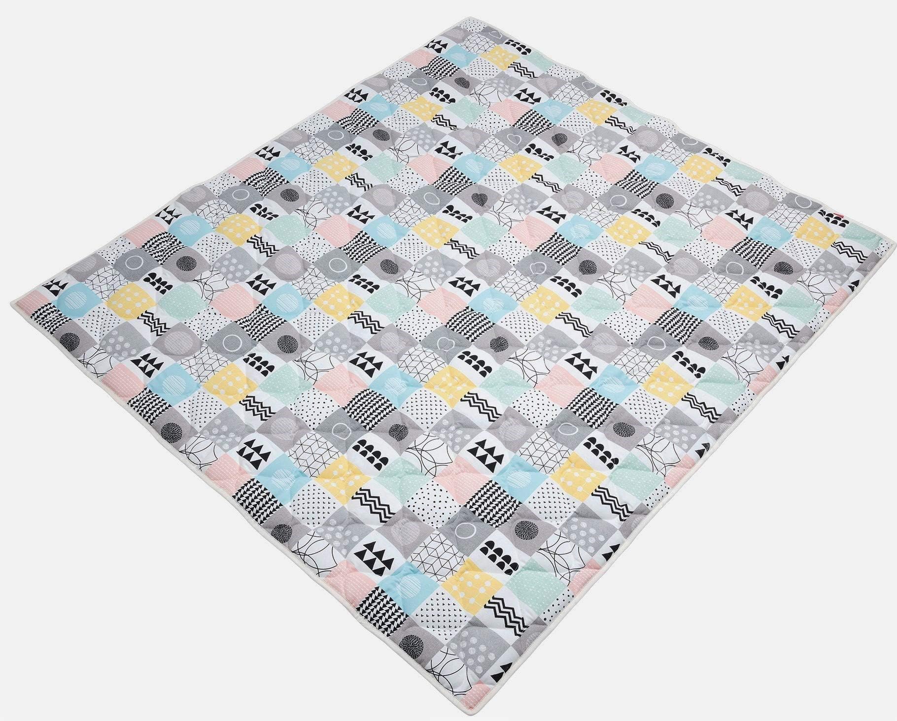 Ideenreich Ideenreich 2533 Baby Crawling Blanket Squares 130 x 150 cm Ideal as a Play Mat, Crawling Blanket and Playpen Mat, Multi-Coloured
