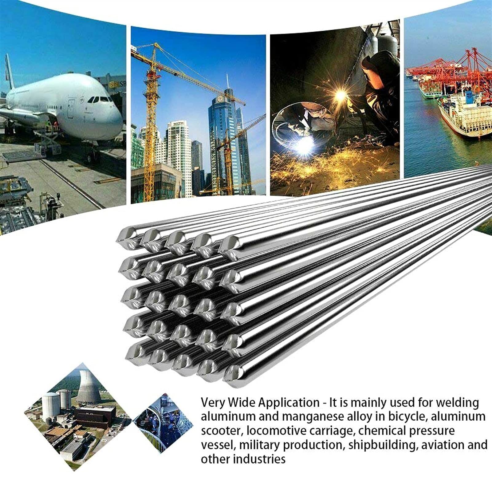 Srebrne pręty do lutowania twardego aluminium, Aluminum Welding Rods 1.6mm/2mm Diameter Pack Of 5/10/20/50 Pcs(50pcs-1.6mm)