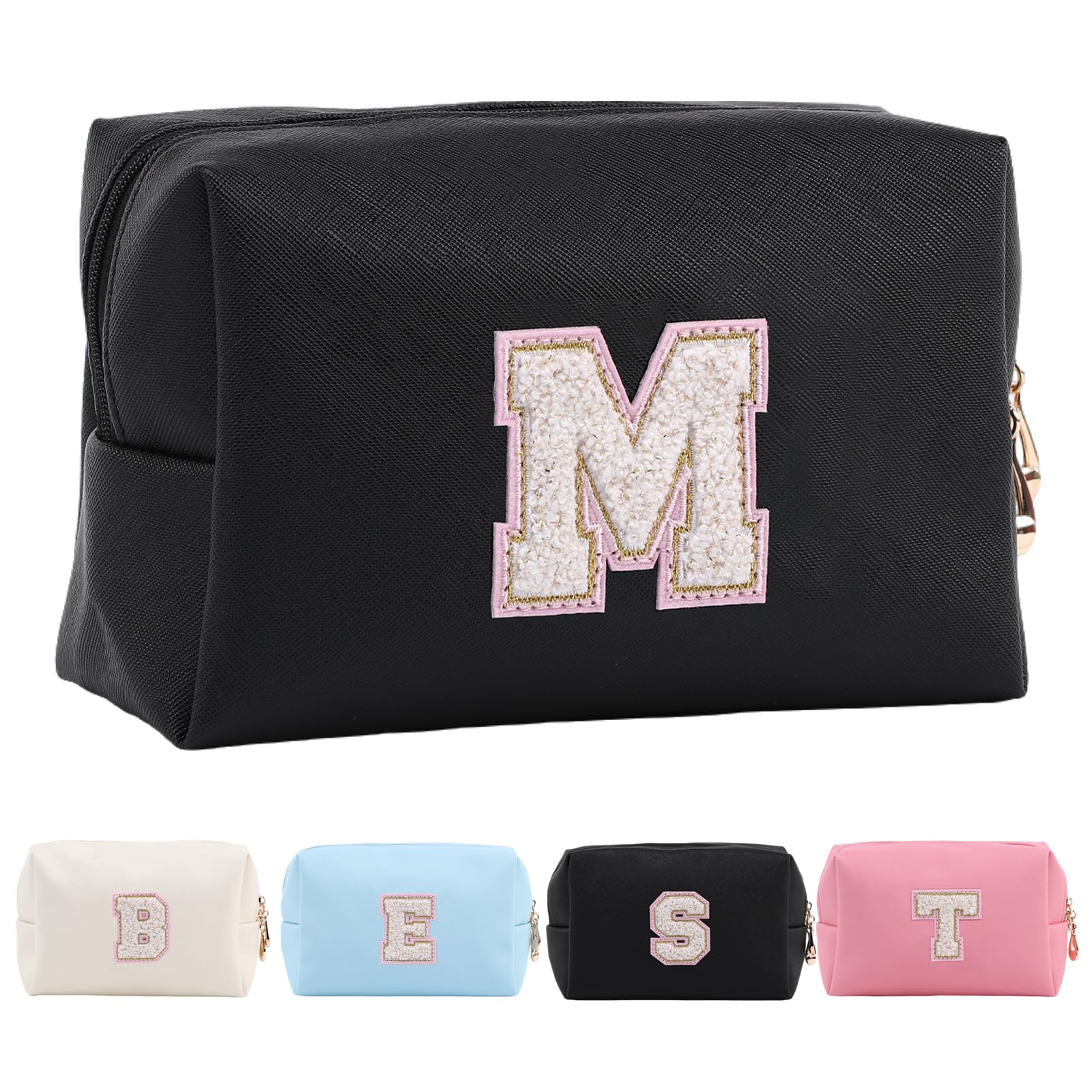 Personalized Makeup Bag,Waterproof Travel Makeup Pouch Cosmetic Bag Birthday Gift for Women Mom，Bride Bridesmaid Cosmetic Bag A-Z — view 67