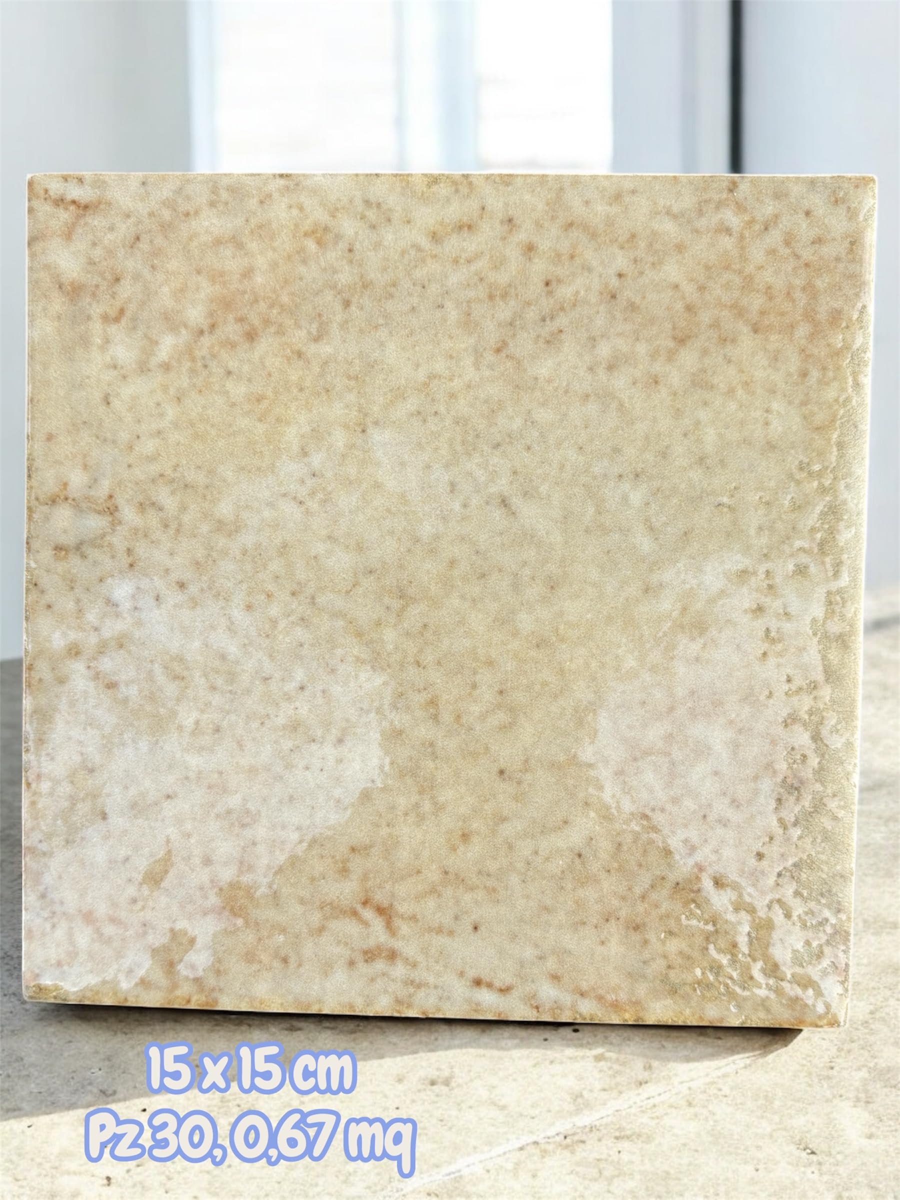 Mattonella in Gres Porcellanato, 15x15 cm, Effetto Marmo, per Pavimento e Parete, Quadrato, Impermeabile, Made in Italy, 30 Pezzi per 0,67 mq