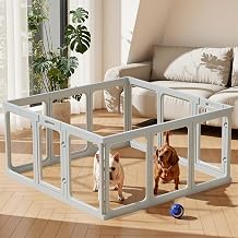 Gardner Pet Acrylic Pet Playpen, Transparent Dog Pen Indoor with Door, Puppy Pen Easy Assemble & Cleaning, Transparent Dogs Fence Indoor, Suitable for Puppy/Cat/Small Animals, 61 cm H 12 Panel, Grey