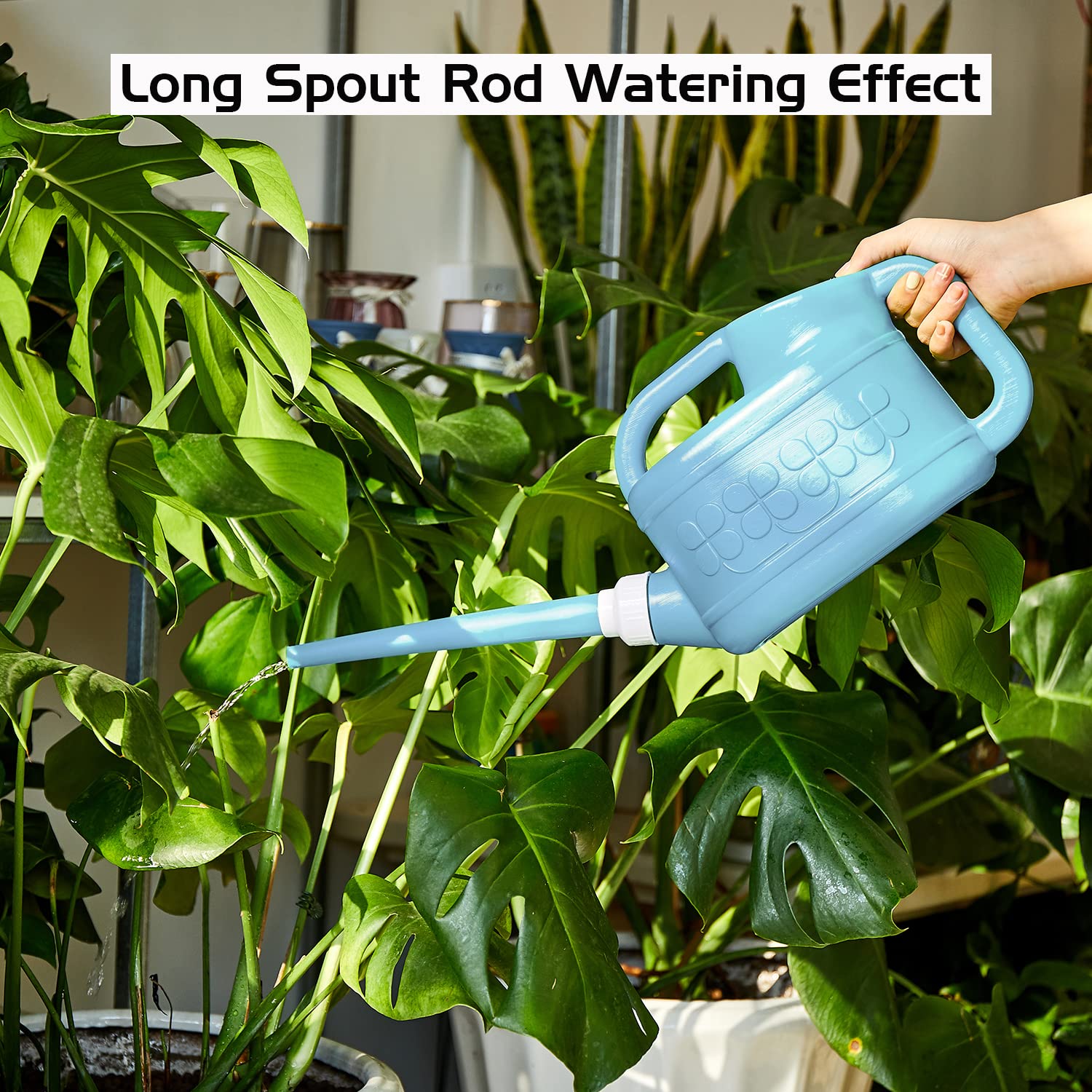Arrosoir de jardin pour plantes d'intérieur et d'extérieur, arrosoir en plastique Ebristar de 3,8 l avec long bec et tête d'arrosage amovible rotative à 360 degrés, pot d'arrosage léger pour plantes