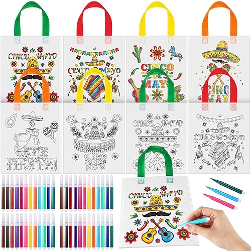Roowest 24 Sets Cinco De Mayo Crafts Coloring Goodie Gift