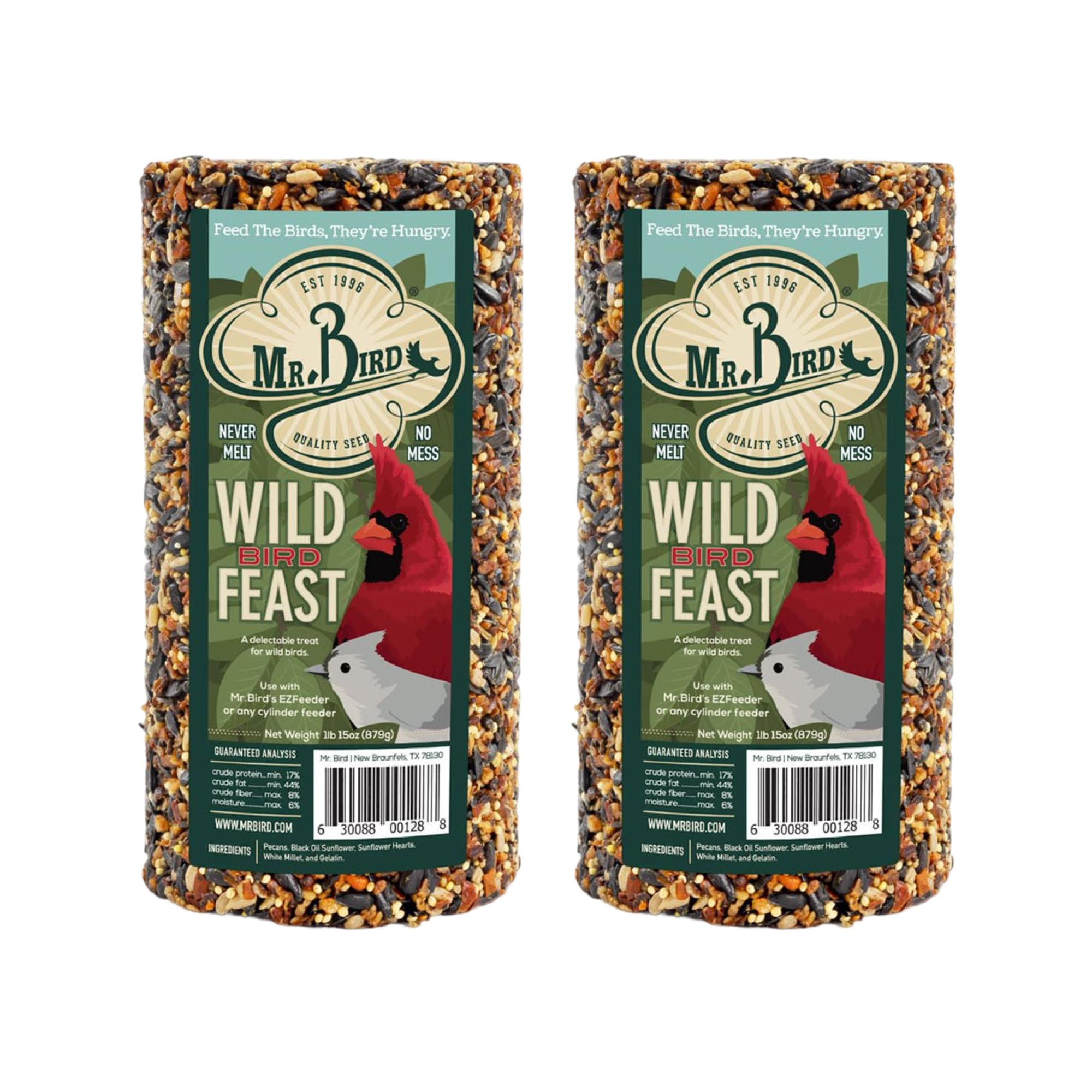 Mr. Bird WildBird Feast Cylinder, 2-Pack, 1 lb 15 oz