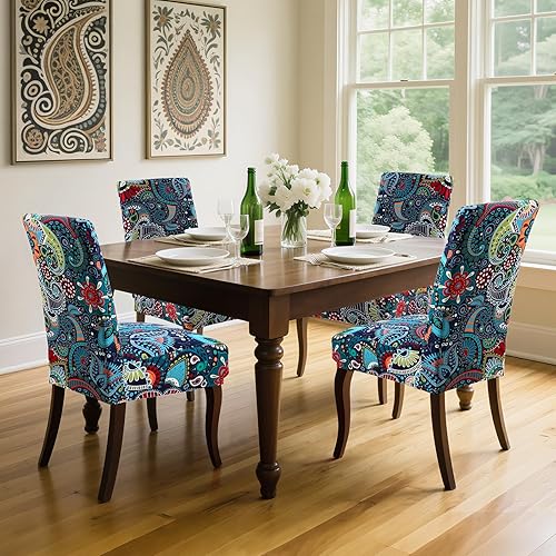 Vista 17 de YISUN Fundas para sillas de comedor, fundas elásticas de elastano para asiento de silla, extraíbles y lavables, fundas protectoras para sillas
