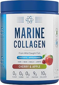 Marine Collagen Powder - Hydrolysed Collagen Protein, Healthy Skin, Hair, Nails (300g 25 Servings, Cherry & Apple)