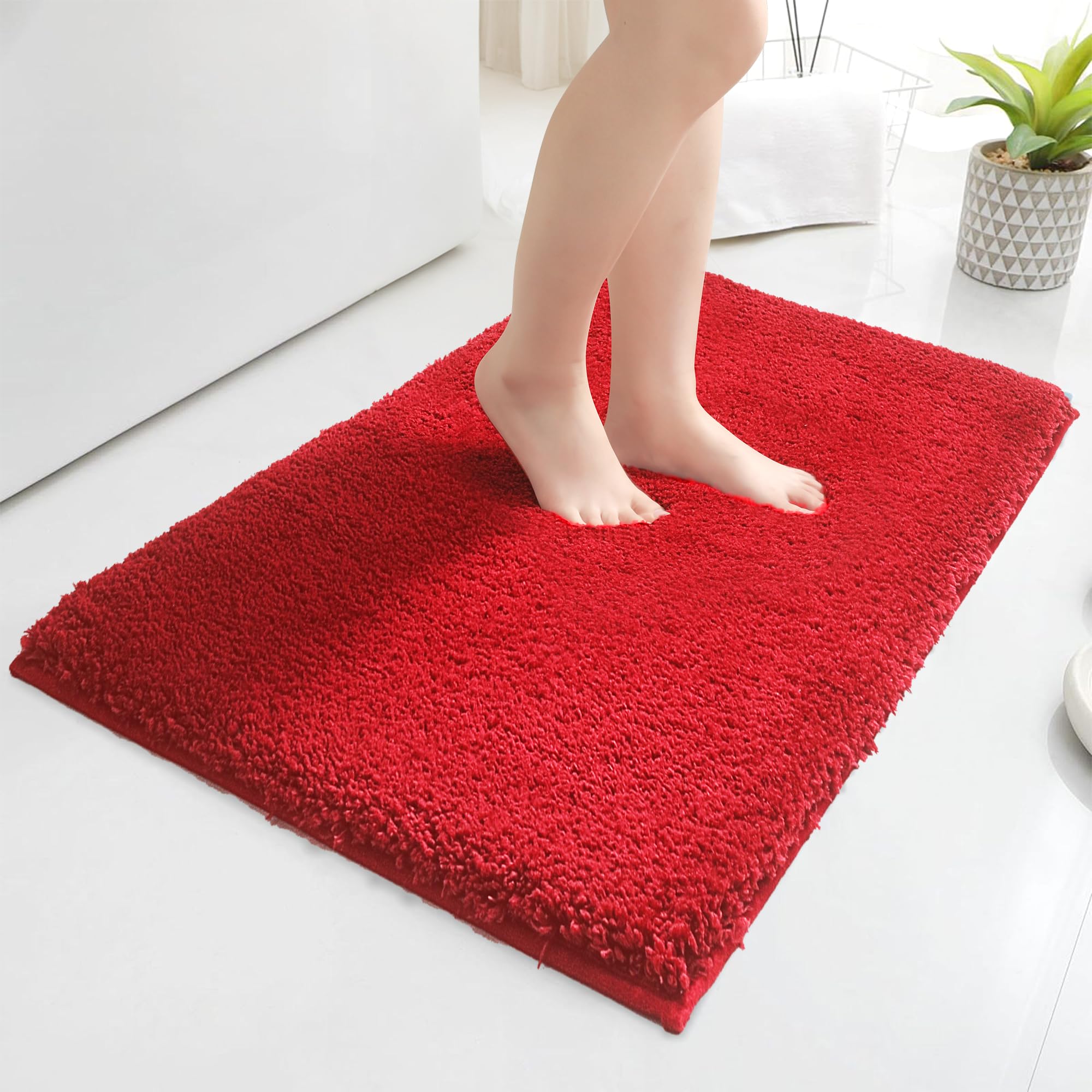 Baahrnom Badezimmerteppich 80x120cm, Badvorleger rutschfest Waschbar, Mikrofaser Wasserabsorbierende Badeteppiche Große, Fluffige Shaggy Duschmatte, Teppich Türmatte für Badezimmer