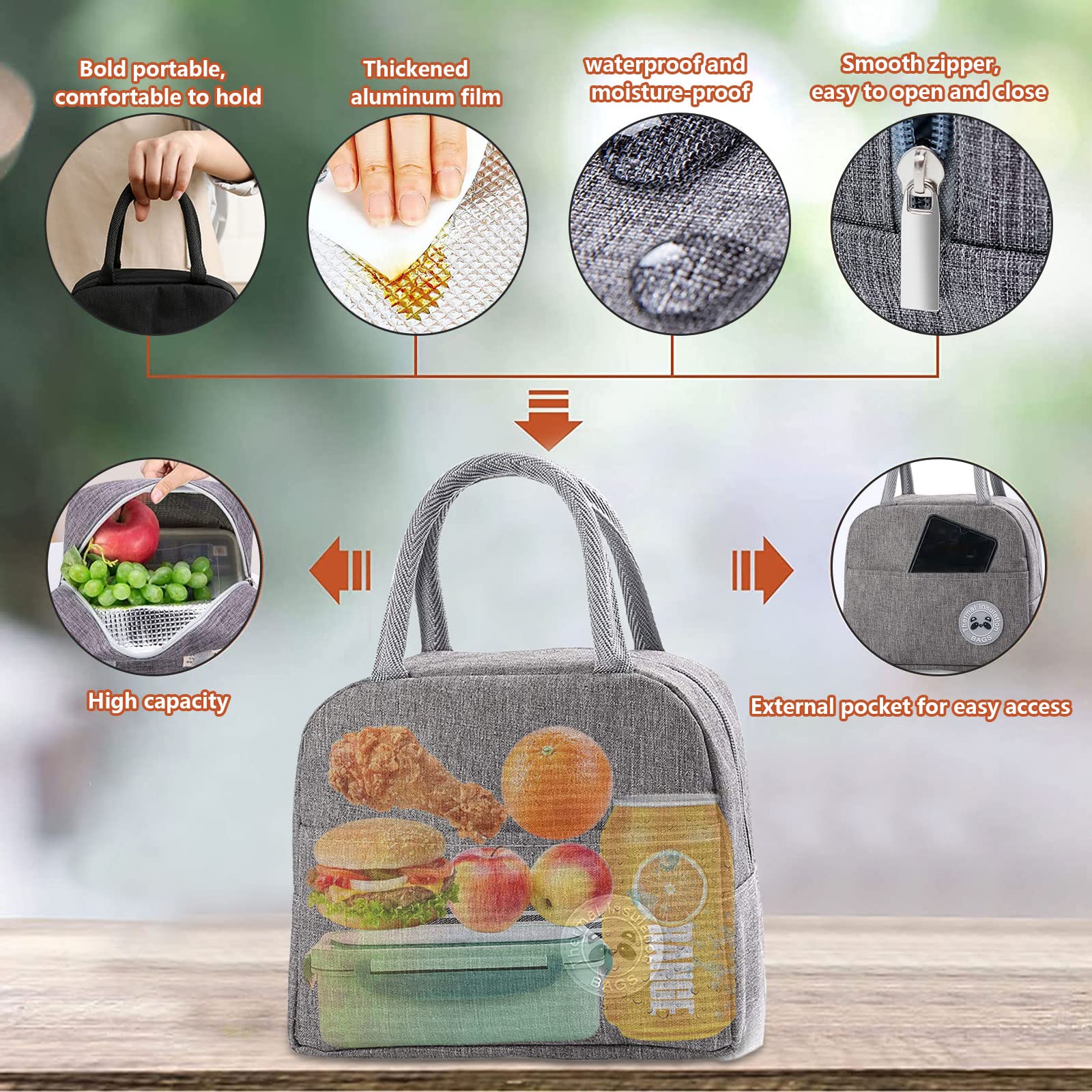 Sac Déjeuner étudiant Sacs Isothermes Qunkun Lot De 2 - Pliable Mini Glacière Pique-nique - 22x20x13cm Panier Pique Nique