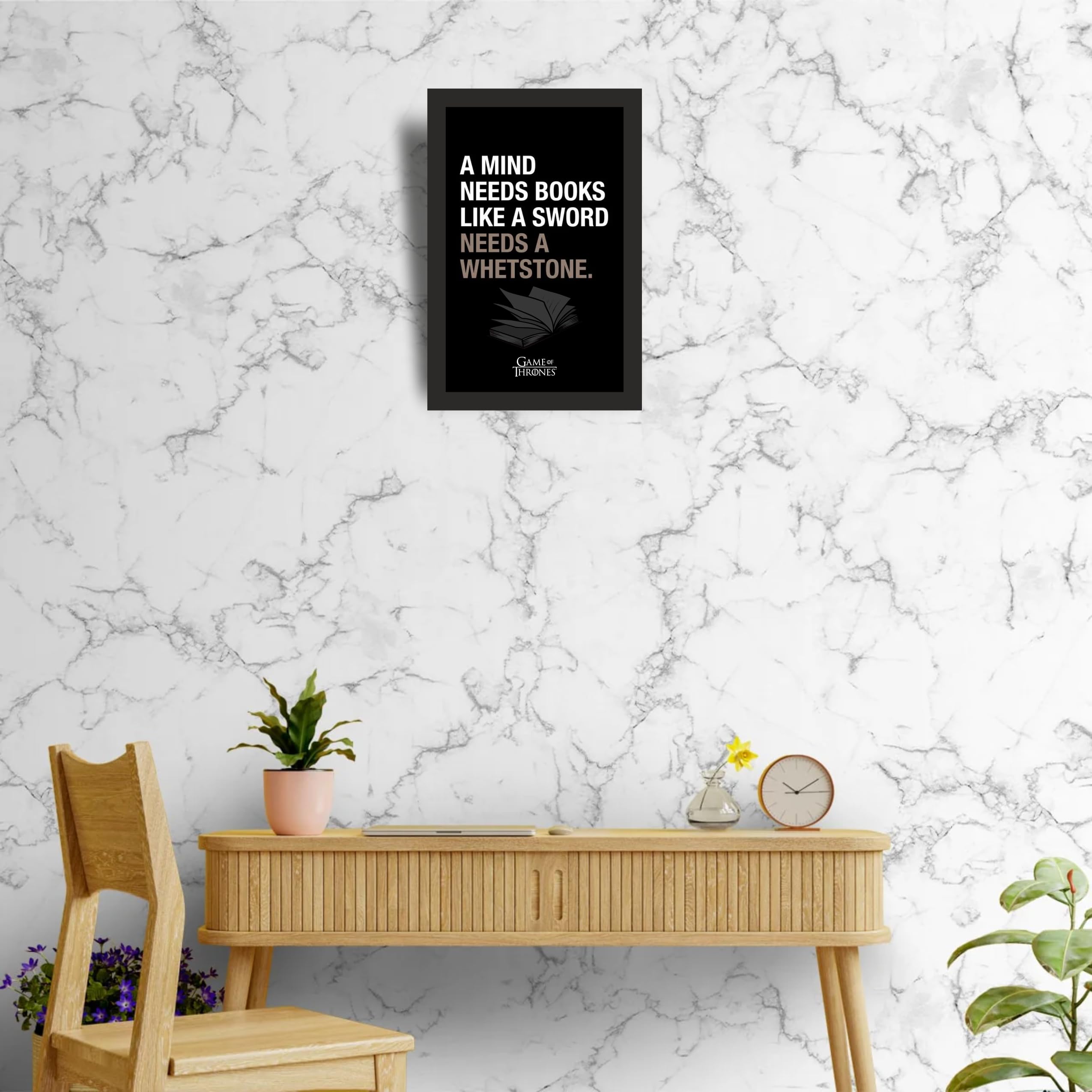 Mind Needs Books Quote Wall Art Photo Frame A4 Black