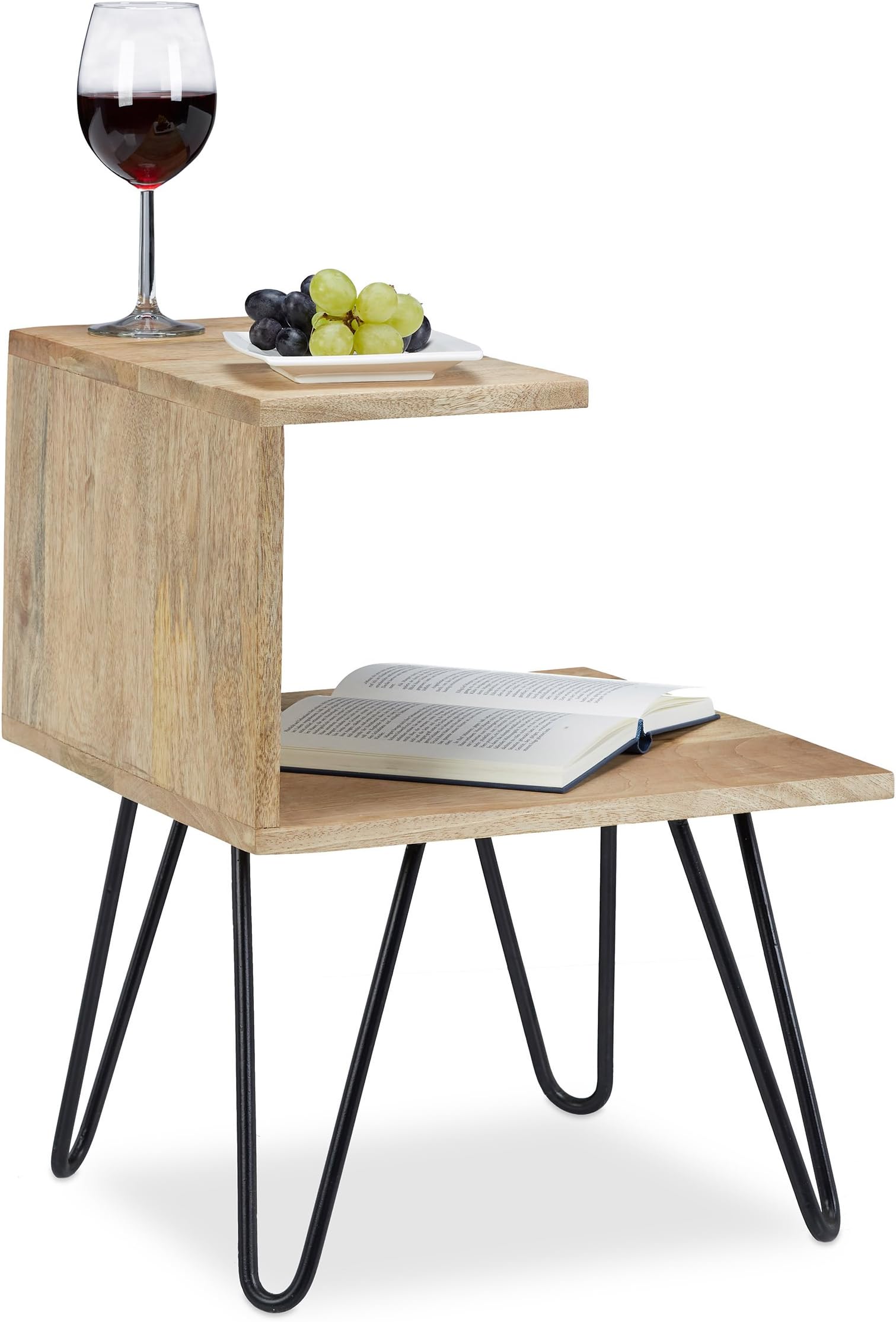 Native Home 2 Tier Side Table, Mango Wood Coffee Table, Designer Plant Stand, HWD: app. 51.5 x 40 x 40 cm, Natural