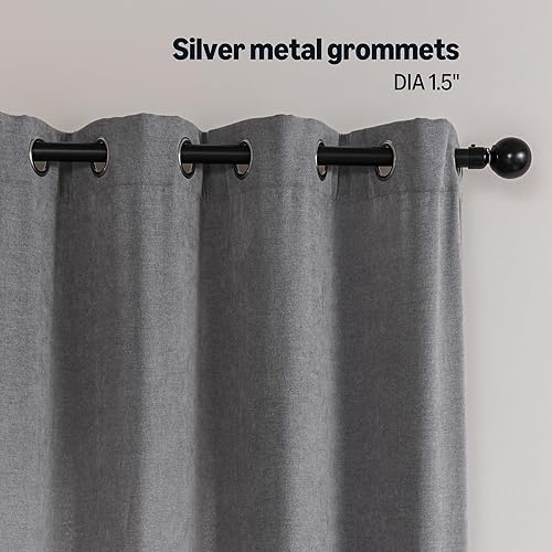 Miniatura 4 de Tienda Basics Cortinas semiopacas de felpilla con tejido de diamante para dormitorio y sala de estar, juego de 2 piezas con ojales, 52 pulgadas de