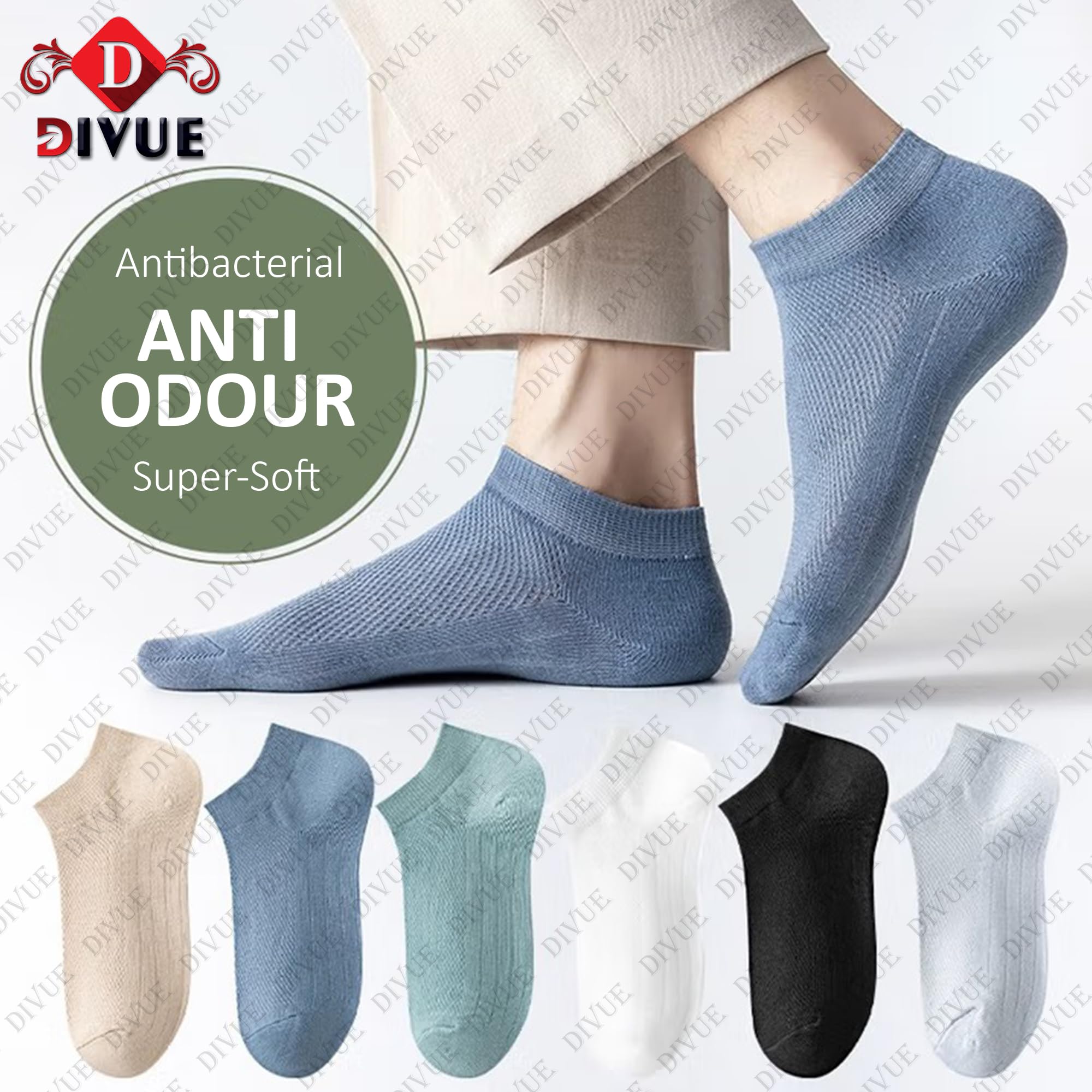 DIVUE Ankle Length Socks For Men And Women Free Size Pack of 6 | Made With Cotton Breathable, Anti Odour & Moisture Absorbent Combed cotton unisex Cute Multicolor design (Multi Color) - Image 3 thumbnail
