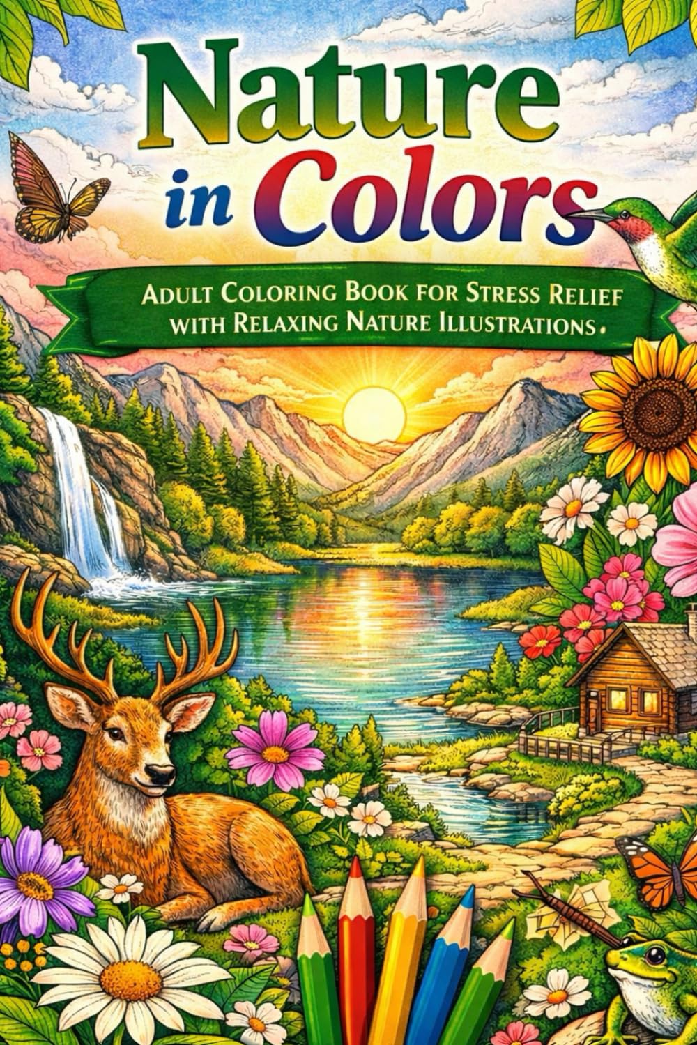 Nature in Colors: Adult Coloring Book for Sress Relief with Relaxing Nature Illustrations