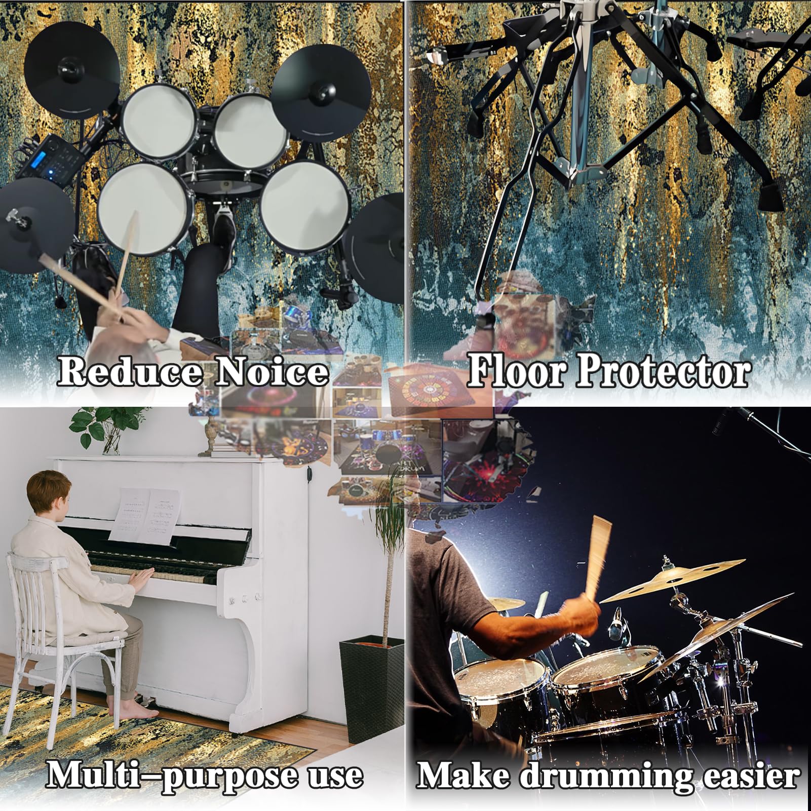 Schlagzeugteppich Trommelmatte, Drumteppich, Schallschutzteppich, Rutschfester Schlagzeugteppich, Drum Teppich Schlagzeug Teppich Schallschutz Schallschutzmatte - Schallschutzmatte 200 x 160 cm