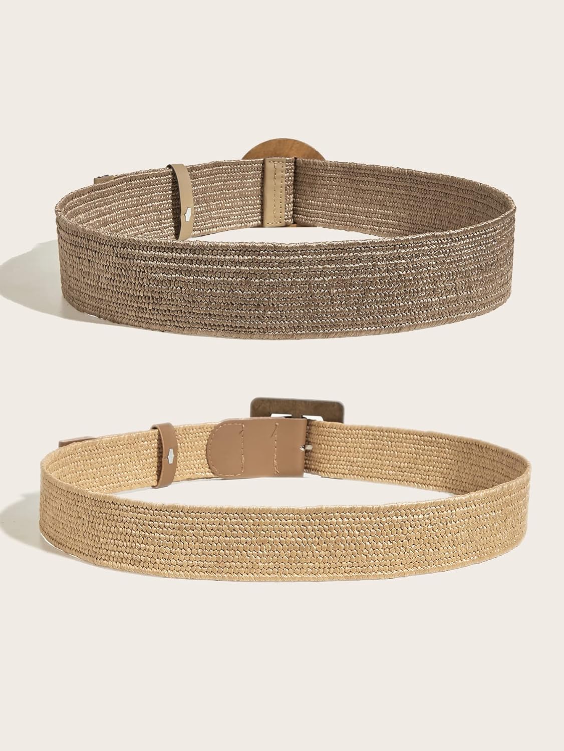 Miniatura 3 de Verdusa Paquete de 2 cinturones de paja elásticos con hebilla para mujer