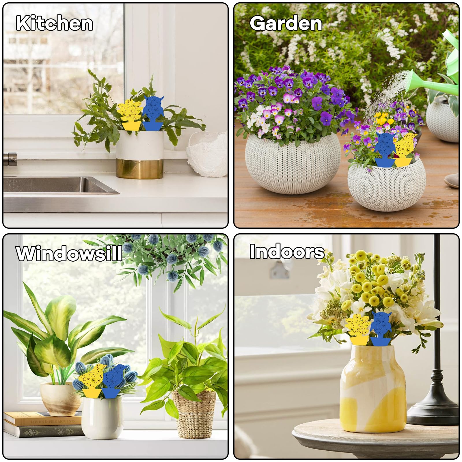 Trampas Adhesivas para Plantas 26 Unidades, Atrapa Moscas de Doble Cara para Interior y Exterior, Potente Control de Plagas No Tóxico para Mosquitos, Moscas de la Fruta y Pulgones